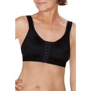 NWT Ester Post-Surgical Wire-Free Front Closure Bra - Black/Grey 36A
